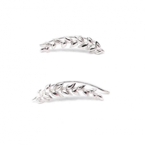 Pendiente de plata de ley y de diseño, tipo trepador con forma de espiga