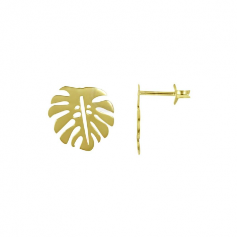 Pendientes de plata de ley con forma de hoja Monstera (oro)